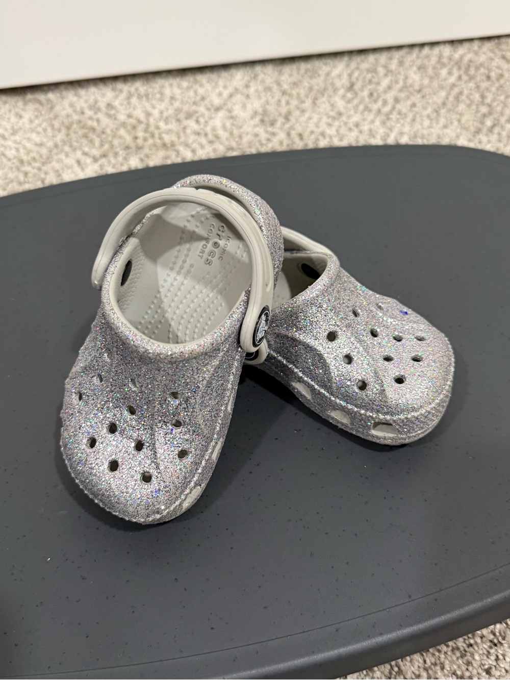 CROCS Toddler Classic Glitter Clog - Silver Sparkle